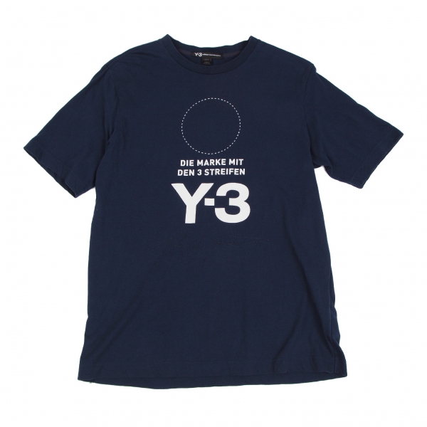 ワイスリーY-3 ロゴプリントTシャツ 紺XS