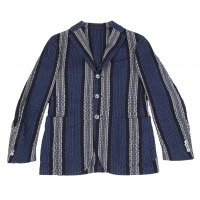  THE GIGI Tribal Needlework Jacquard Stripe 3B Tailored Jacket Blue,White 46