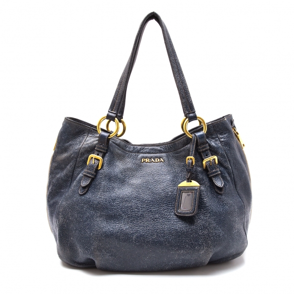 Prada Brown Leather Handbag Size 16 X 10 X 6 Vintage 