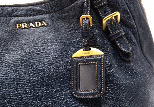 Prada Side Zipper Design Leather Shoulder Bag