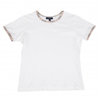  BURBERRY LONDON Check Piping T Shirt White S