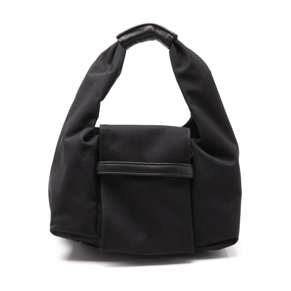 Yohji Yamamoto FEMME Leather Switching Canvas Mini Bag Black | PLAYFUL