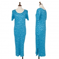  PLEATS PLEASE Playing card patter Printed Dress Sky blue 2