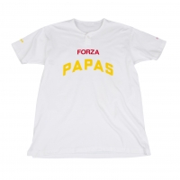  Papas Hibiscus Logo Print Henley Neck T Shirt (Jumper) White,Red,Yellow S