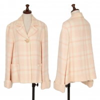  VERSACE Button Design Brushed Check Jacket Pink,White 26/40
