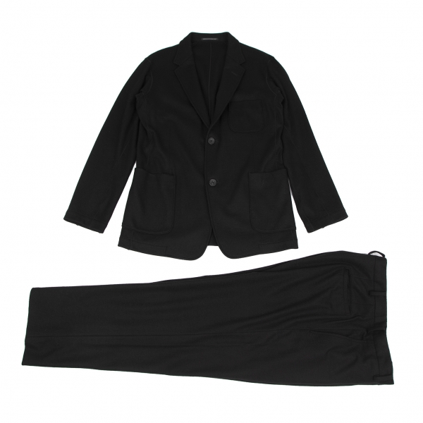 ヨウジヤマモト コスチュームドオムYohji Yamamoto COSTUME D' HOMME 動体裁断動体縫製ニットパッチポケットセットアップスーツ 黒4