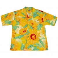  KENZO Floral Printed Rayon Short Sleeve Shirt Yellow,Orange Free