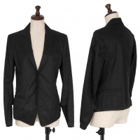  Y's Cotton Asymmetric Snap Button Jacket Black 1