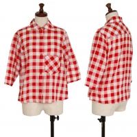  Vivienne Westwood Red Label Sheer Check Half Sleeve Shirt Red,White 2