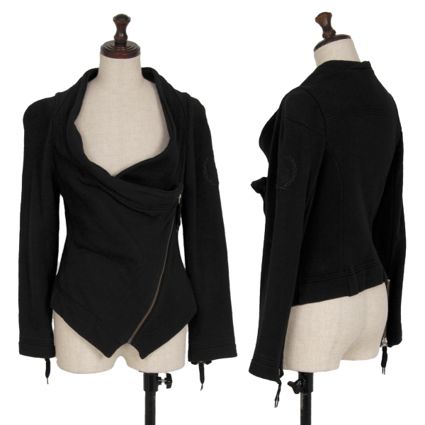 ヴィヴィアンウエストウッド アングロマニアVivienne Westwood ANGLOMANIA 袖刺繍スウェットジップジャケット 黒XS