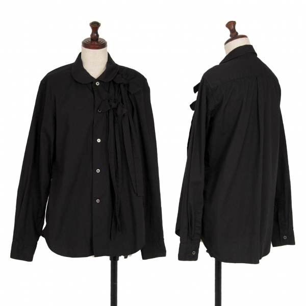 ブラックコムデギャルソンBLACK COMME des GARCONS コットンリボンデザインラウンドカラーシャツ 黒M