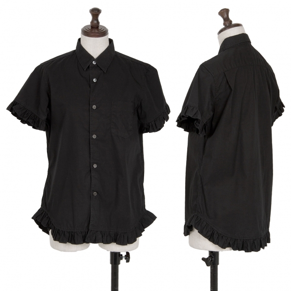 コムデギャルソン シャツ ガールCOMME des GARCONS SHIRT GIRL コットンフリル装飾半袖シャツ 黒M