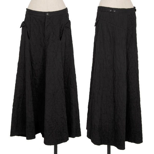 ワイズY's ポリ混コットンシワ加工スカート 黒2