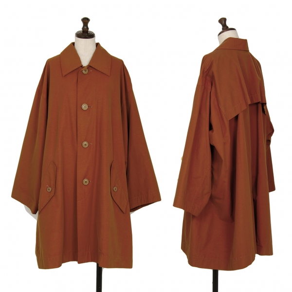 ISSEY MIYAKE WINDCOAT Cotton Stain Collar Coat Brown M | PLAYFUL