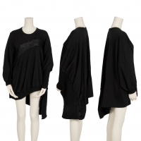  Y's Knit Switching Asymmetry Poncho Top Black 2