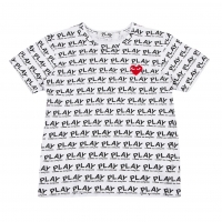  PLAY COMME des GARCONS Logo Whole Pattern Print Heart Patch T Shirt White S