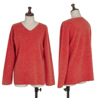  Mademoiselle NON NON Wool V Neck Knit Sweater (Jumper) Red M