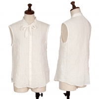  Mademoiselle NON NON Tuck Ribbon Sleeveless Shirt White 38M