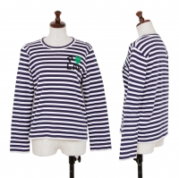 PLAY COMME des GARCONS Heart Logo Printed Stripe T Shirt Navy,White M
