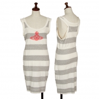  Vivienne Westwood Red Label Orb Stitch Embroidery Stripe Dress White,Grey 1