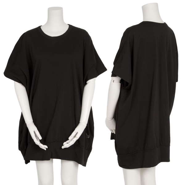 ワイズY's ステッチビッグシルエットポンチョTシャツ 黒3