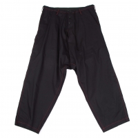  Y's Red Stitched Cotton Dropped Crotch Pants (Trousers) Black 2