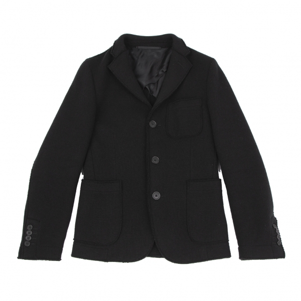 BARENA Wool Nylon Knit Tailored Jacket Black 44 | PLAYFUL