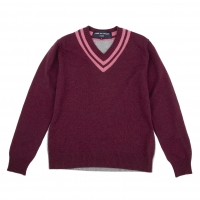  COMME des GARCONS HOMME Switching Line V Neck Knit Sweater (Jumper) Bordeaux S
