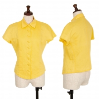  Christian Dior Cotton Linen Short Sleeve Shirt Yellow S-M
