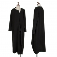  Yohji Yamamoto FEMME Front Drape Wool Dress Black 2