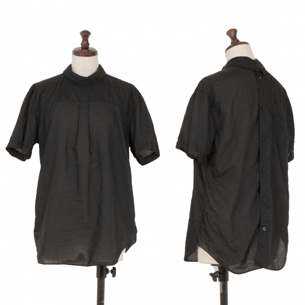 ブラックコムデギャルソンBLACK COMME des GARCON ポリ製品染め前後反転半袖シャツ 黒S