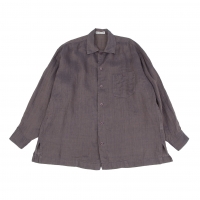  ISSEY MIYAKE MEN Linen Wrinkled Long Sleeve Shirt Purple 2