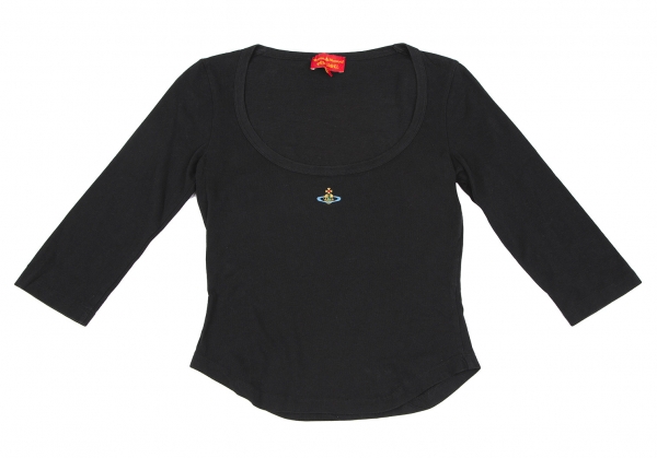 Vivienne Westwood Red Label Orb Embroidery Open Neck T Shirt Black