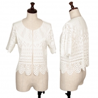  PLEATS PLEASE A-POC INSIDE Stretch Lace Buttonless Cardigan White 3