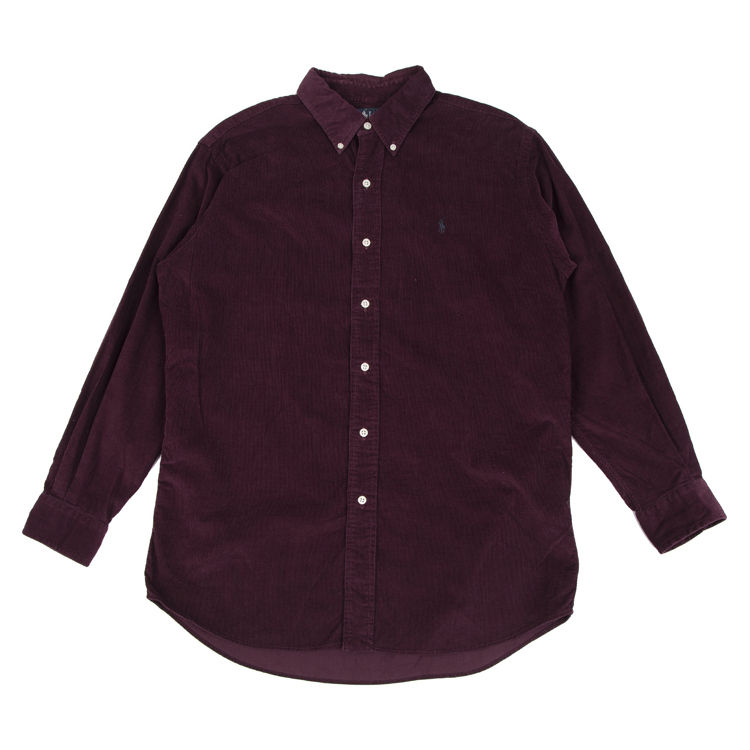 90s ラルフローレン BDシャツ ワンポイント 刺繍ロゴ ビッグシャツ ワインコットン100%状態