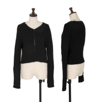  Jean-Paul GAULTIER CLASSIQUE Wool Rib Knit Zip Up Cardigan Black 40