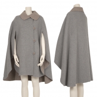  HIROKO KOSHINO PREMIER Wool Cape Coat Grey,Beige 38