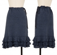  Ralph Lauren Hem Frill Switching Knit Skirt Navy M