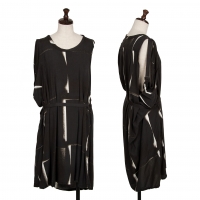  ANN DEMEULEMEESTER Graphic Printed Sleeveless Dress Black 36