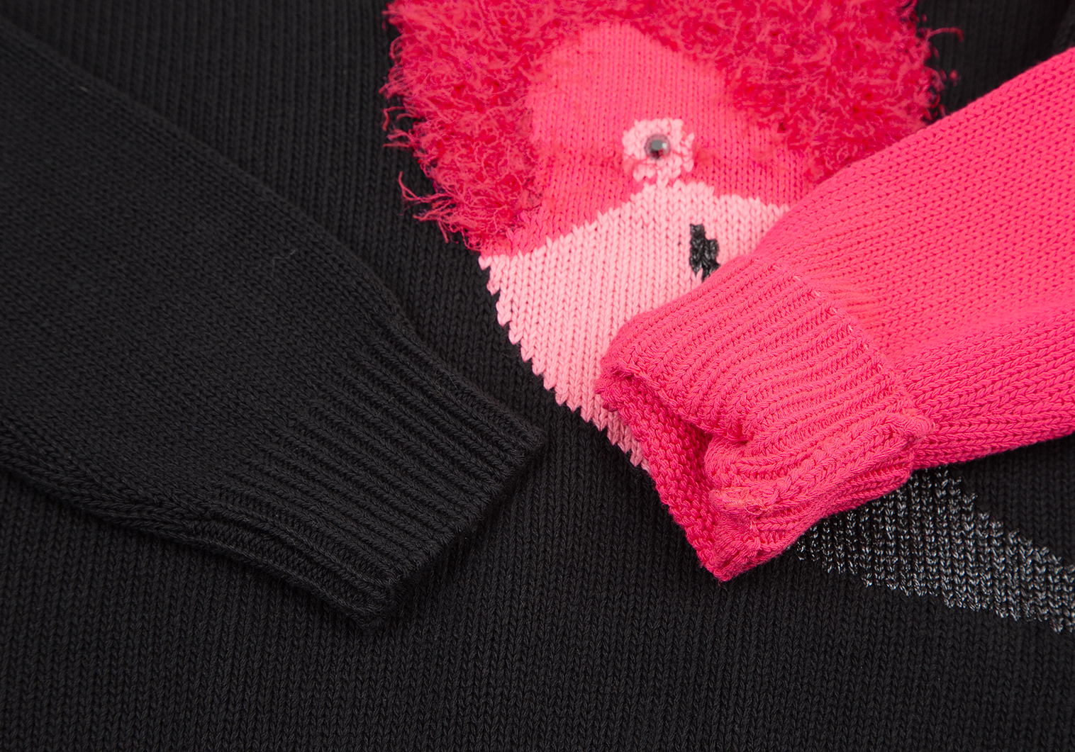 ディーゼルDIESEL フラミンゴデザインニットセーター 黒ピンクS-