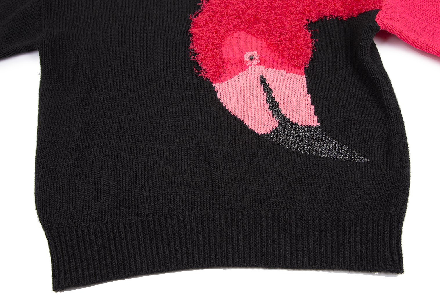 ディーゼルDIESEL フラミンゴデザインニットセーター 黒ピンクS-