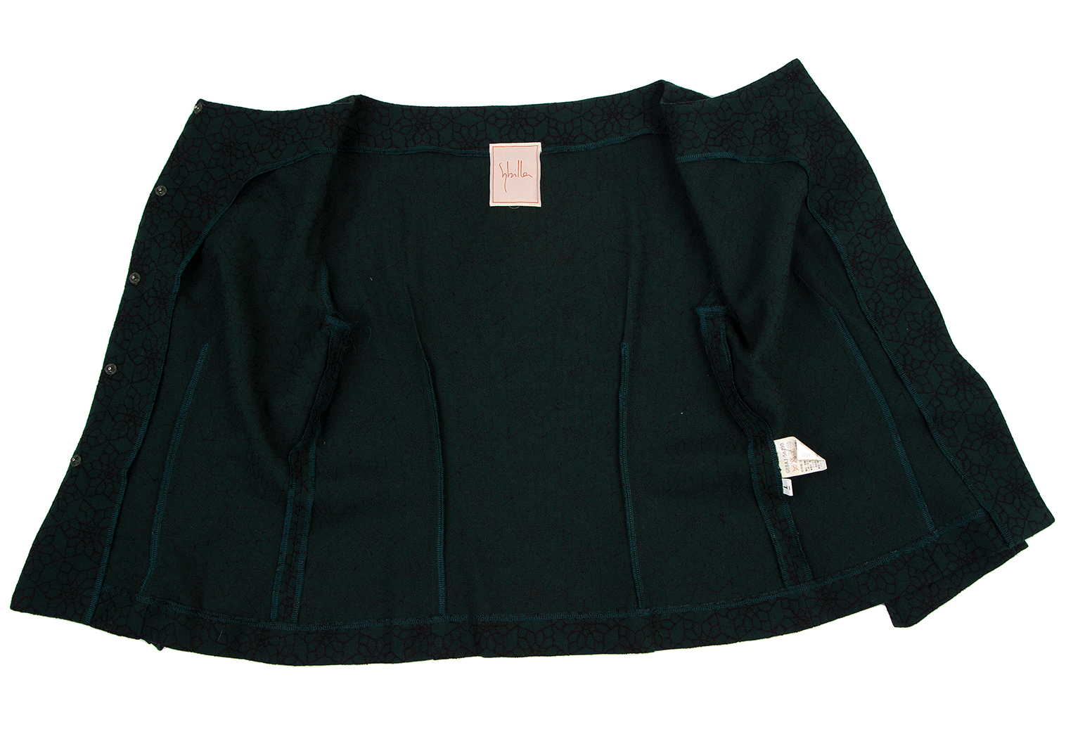 美品です★濃い緑と紫の格子織り地 ジャケットとスカート セットアップ 42 美品