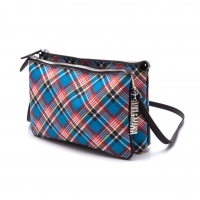  Vivienne Westwood ANGLOMANIA Checker Double Shoulder Bag Sky blue,Red 