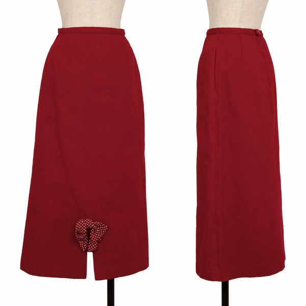 ピンクハウスPINK HOUSE リボン装飾コットンツイルロングスカート 赤M位
