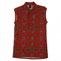  Jean-Paul GAULTIER CLASSIQUE Printed Sleeveless Polo Shirt Red,Blue 50