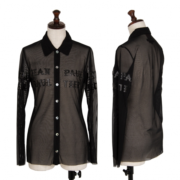 ジャンポールゴルチエ クラシックJean Paul GAULTIER CLASSIQUE ロゴプリントパワーネットシャツ 黒40
