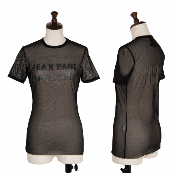 ジャンポールゴルチエ クラシックJean Paul GAULTIER CLASSIQUE ロゴプリントパワーネットTシャツ 黒40