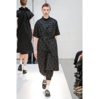  tricot COMME des GARCONS Dot Jacquard Wrap Shirt Dress Black S