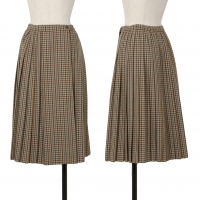  Burberrys' Check Wool Pleats Wrap Skirt Beige,Brown M