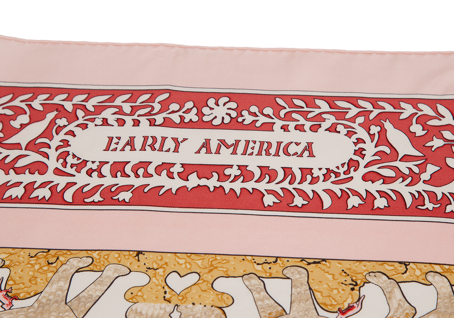 エルメスHERMES カレ90 EARLY AMERICA 古き良きアメリカ スカーフ 薄ピンク